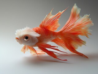 Wall Mural - Orange and White Goldfish with a White Crest