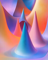 Wall Mural - Cone futuristic background, 3D render clay style, Abstract geometric shape theme, colorful  , Generated with Artificial Intelligance