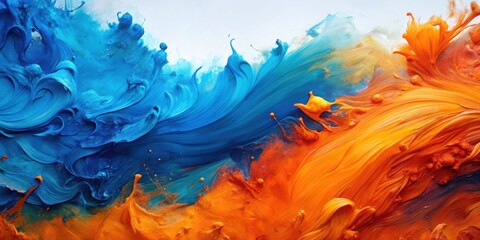 Wall Mural - Abstract background with vibrant blue and orange oil paint strokes, abstract, background, oil paint, strokes, blue, orange