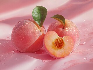 Wall Mural - juicy peach still life photography