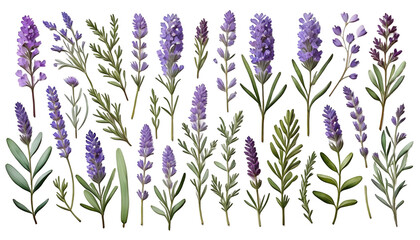 Wall Mural -  wildflowers lavender bouquets leaves botanic arrangements branches illustration watercolor flowers wildflower lavandula watercolor rose botanical bouquet tree branch bunch element floral flower