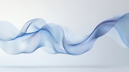 Wall Mural - elegant abstract image of a flowing horizontal ribbon wave with soft gradient hues of blue on a whit