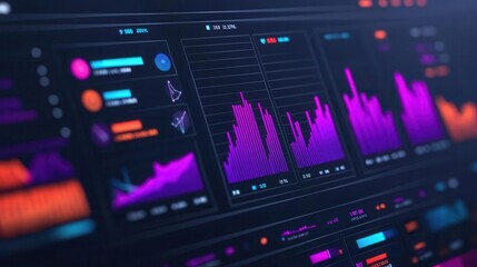 animated seo dashboard with interactive graphs and metrics, real-time data, business performance