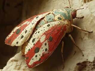 Wall Mural - Macro Photography of a Colorful Moth with Detailed Patterns