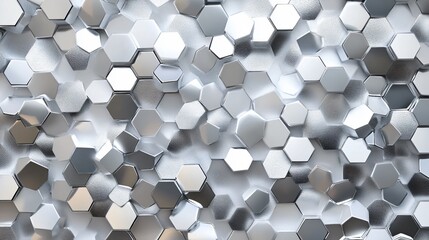 Canvas Print - Abstract silver hexagonal pattern background.