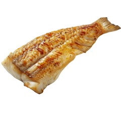 Grilled fish fillet, isolated on white background, transparent background