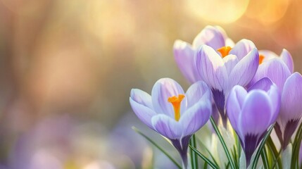 Wall Mural - Purple Crocuses Bloom in Springtime