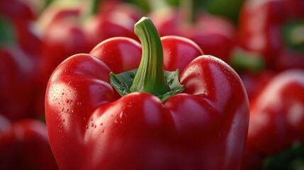 Wall Mural - Vibrant Red Bell Pepper Close-up