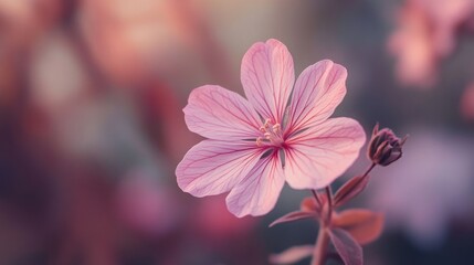 Canvas Print - Delicate Pink Flower in Soft Light