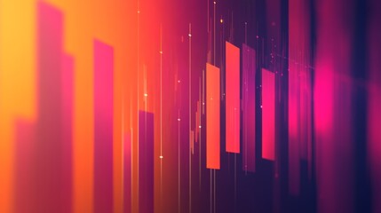 Poster - An abstract digital bar chart with a gradient background, illustrating complex financial data and trends with sleek, modern design elements.
