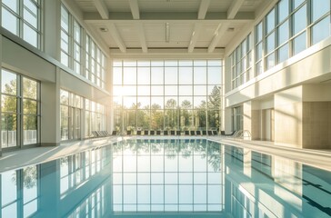 Wall Mural - Indoor Pool with Large Windows and Sunlight