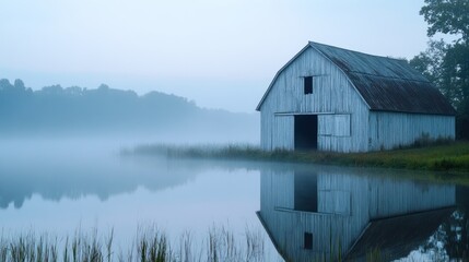 Poster - Misty Morning by the Lake