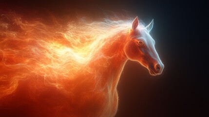 An abstract animal made of vibrant, swirling light, solid background