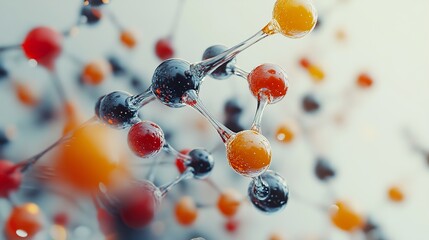 Wall Mural - abstract molecular structure: a 3d render of atoms and bonds