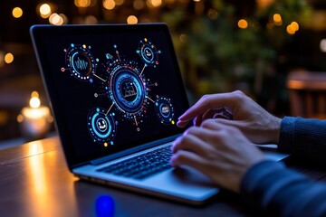 Wall Mural - bounce rate and website design, visualized with geometric symbols showing the connection between des