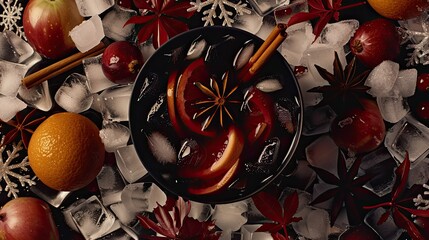 Canvas Print - Christmas mulled wine with orange and cranberry