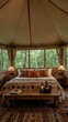 © Kasper - Cozy glamping tent interior blending comfort with nature.