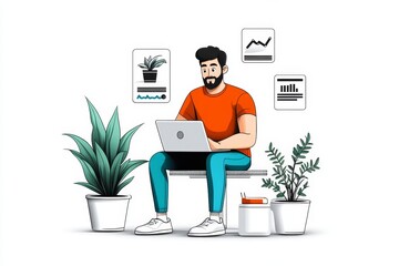 Wall Mural - reducing bounce rate through better design, illustrated in a minimalist style with clean lines repre