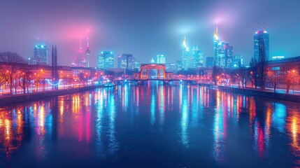 Wall Mural - Frankfurt Skyline at Night