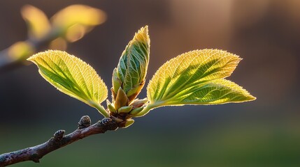 Close-up of vibrant green leaves showcasing fresh growth in soft sunlight, symbolizing nature's beauty and renewal.