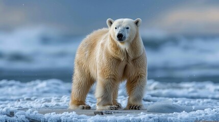 Canvas Print - Majestic Polar Bear on Snowy Shore