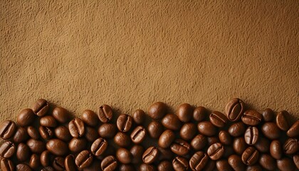 Rustic brown backdrop adorned with rich coffee beans