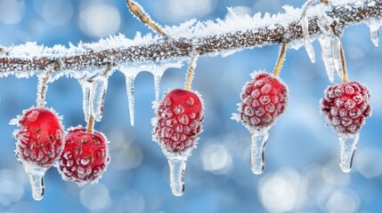 Wall Mural - Red berries on the tree