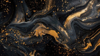 Sticker - Abstract Black and Gold Swirls