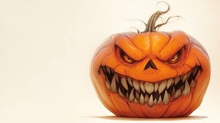 Wall Mural - Scary Jack-O-Lantern with sharp teeth and evil eyes.