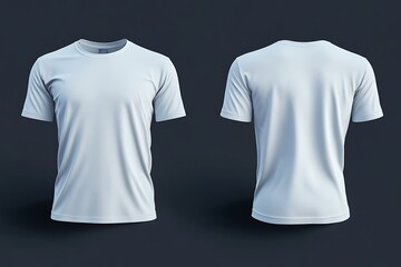 Blank white t shirt mockup, front and back view, isolated on black background