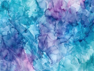 Canvas Print - Abstract Watercolor Painting with Blending Blue and Purple Hues