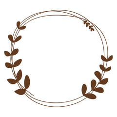 Wall Mural - hand drawn brown circle autumn leaves frame .vector illustration