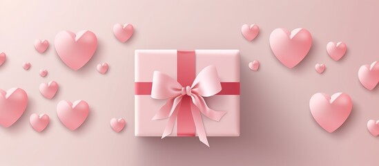 Sticker - Pink Gift Box with Hearts