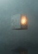 © CYBERPINK - A cube is floating in the air with a light shining on it