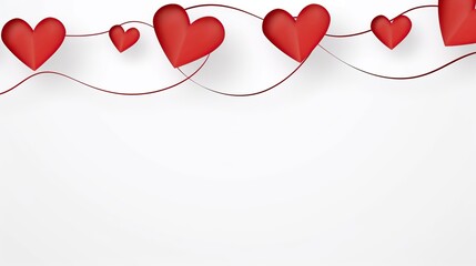 Sticker - Red Hearts on a White Background