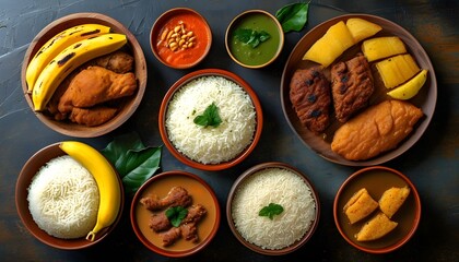 Poster - Vibrant West African Cuisine Featuring Peanut Soup, Jollof Rice, Grilled Chicken Wings, Fried Bananas, Plantains, Nigerian Kebabs, and Savory Meat Pies