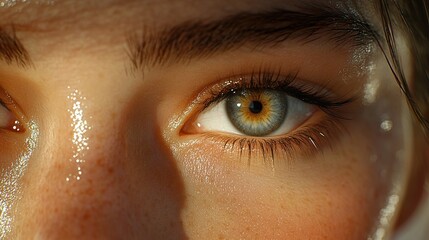 Wall Mural - Close Up of a Woman's Eye with Golden Light