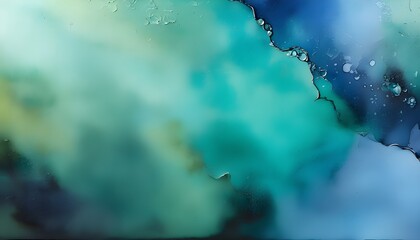 Wall Mural - Teal and Green Watercolor Space Background with Abstract Gradient Texture and Light Patterns