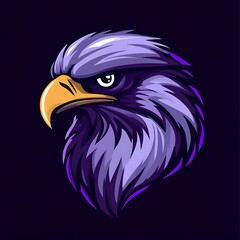 Canvas Print - Purple and Yellow Eagle Head Mascot Logo Design