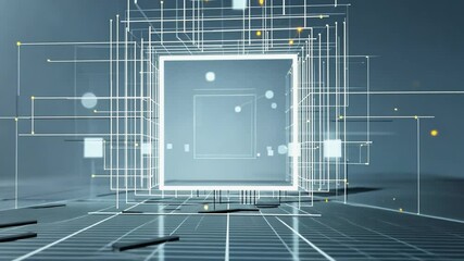 White square glowing moving on circuit board