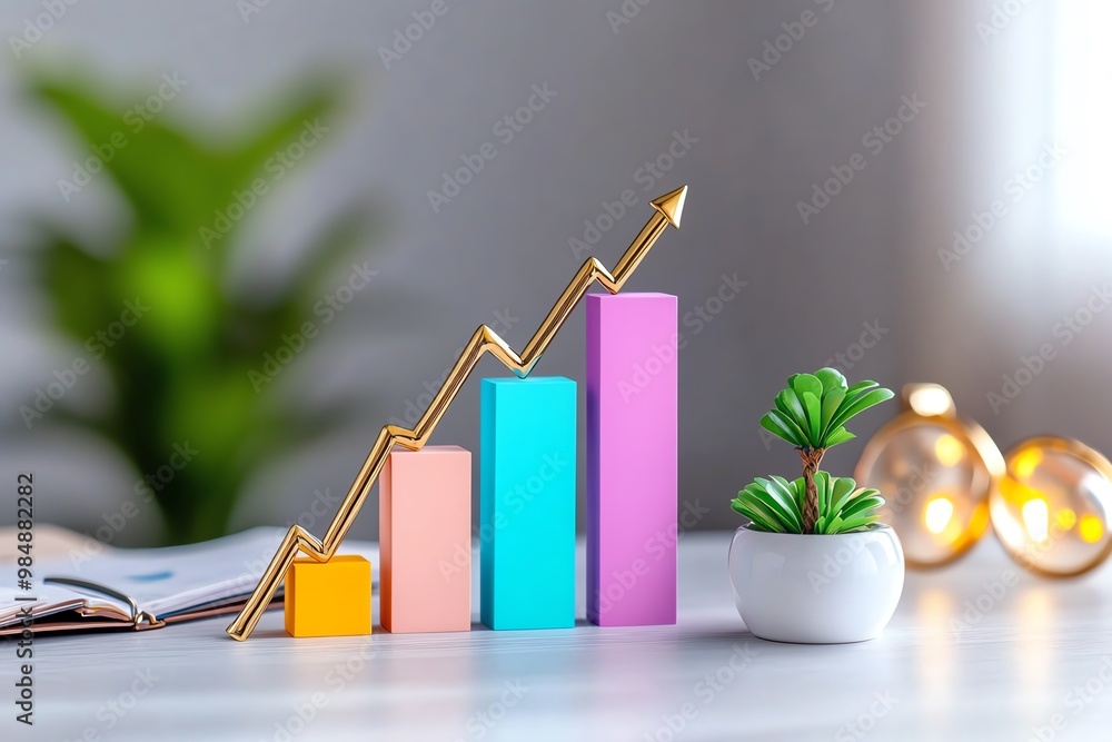 Minimalist bar graph, with clean lines and subtle gradients to ...