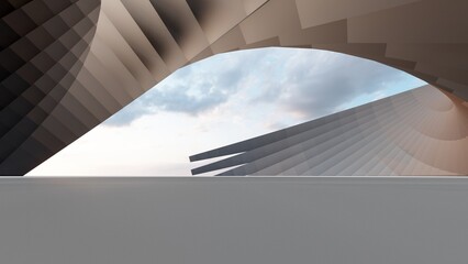 Wall Mural - Abstract architecture background arched interior 3d render