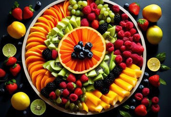 Wall Mural - colorful creative food arrangements showcasing vibrant patterns artistic presentation culinary delights, dish, design, fruit, vegetable, plate, garnish, sauce