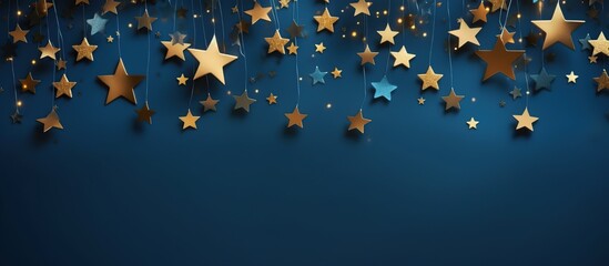 Sticker - Golden Stars on a Dark Blue Background