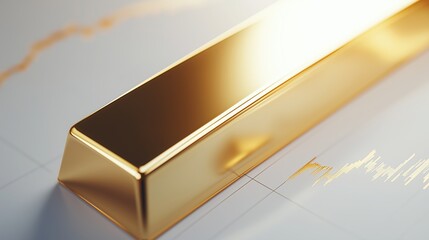 gold bar with market stock chart concept