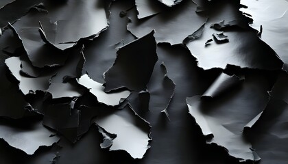 Artistic Compilation of Realistic Torn Black Paper Scraps