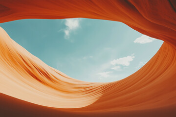 A scenic view to a part of slot canyon in Arizona, United States of America. Arty, surreal style. Text space. Outdoor shot