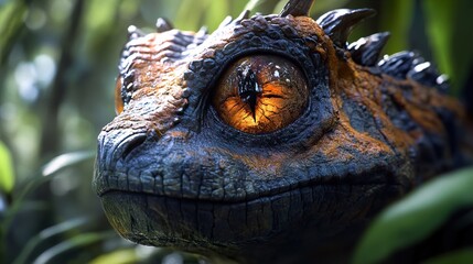 Close Up of a Lizard's Eye in a Lush Forest