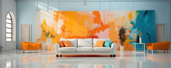 Wall Mural - Modern Living Room with Abstract Artwork