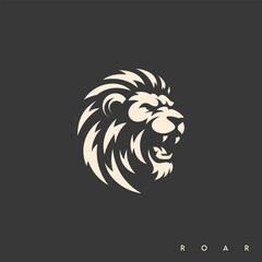 Sticker - roaring lion head logo design vector illustration